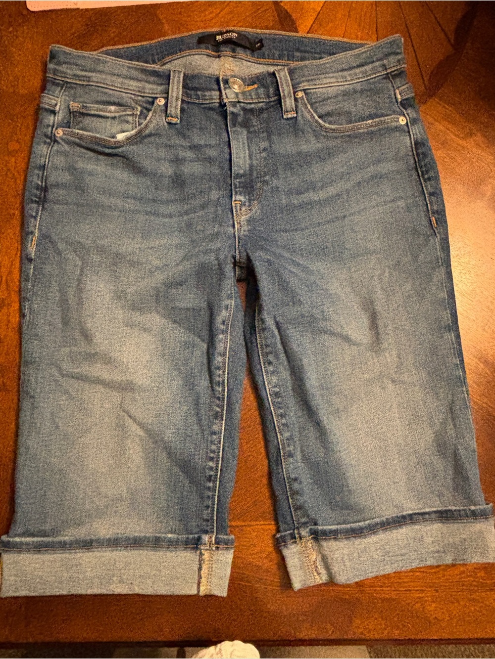 Hudson Jeans Dark Blue Denim Shorts with Contrast Stitching